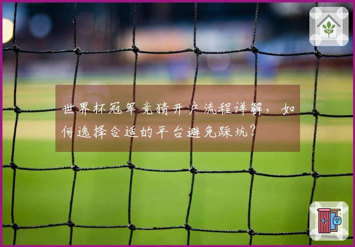 世界杯冠军竞猜开户流程详解，如何选择合适的平台避免踩坑？